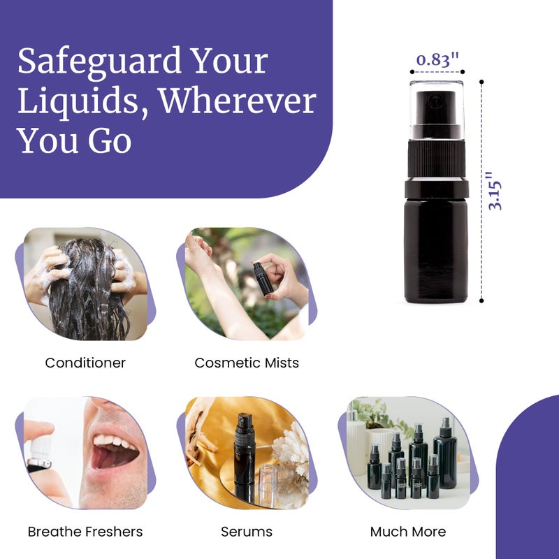 Infinity Jars 100 Ml (3.4 fl oz) Black Ultraviolet Glass Fine Mist Spray Bottle Cleaning Products Refillable Containers Homemade Perfume Blends Room, Sprays Bath Beauty Hair, Screw Top Bottles - Image 2